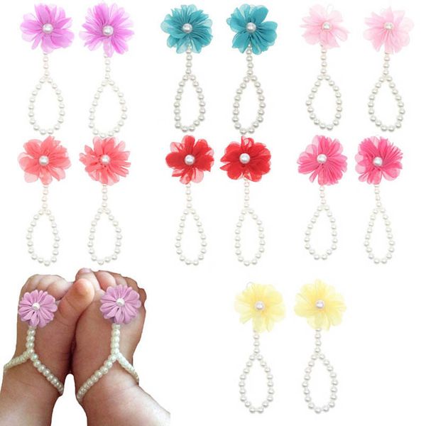 

girls hair accessories baby anklets feet decorated lace flower foot accessory newborn pgraphy props princess bracelet b7346, Slivery;white