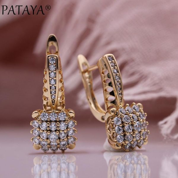 

dangle & chandelier pataya luxury natural zircon big earrings women modern wedding fashion jewelry 585 rose gold vintage metal, Silver