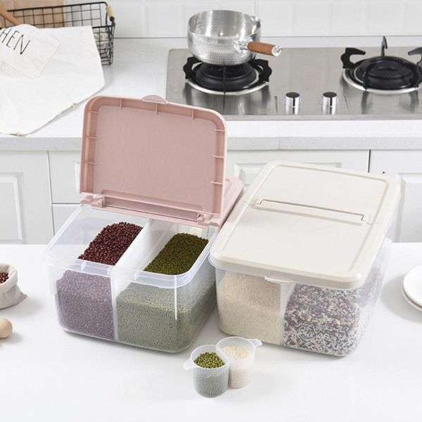 

storage bottles & jars household sealed insect-proof rice bucket box moisture-proof container transparent kitchen flour bucket(ran