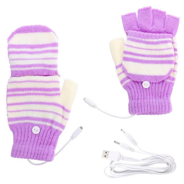 

ski gloves 1 pair usb heated mitten half or full finger warm knitting