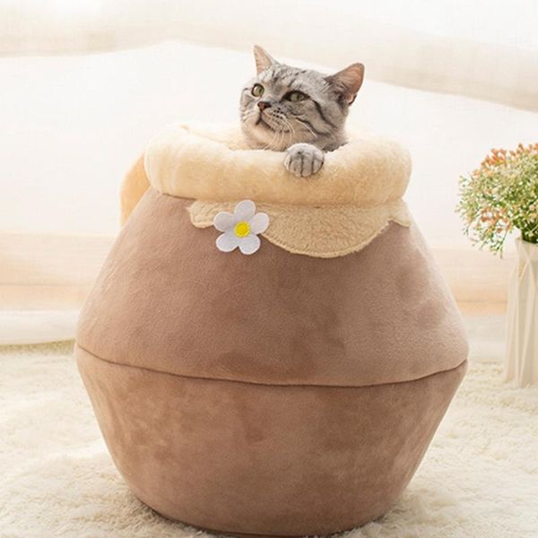

cat beds & furniture honey pot house with milk pad foldable closed cave creative winter thick sleeping bag warm comfortable kitty pet sofa