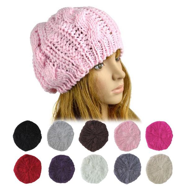 

beanie/skull caps women knitted winter hats soft warm cotton ski elastic casual autumn skullies beanies fashion simple solid color bonnet, Blue;gray