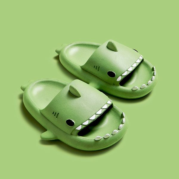 

china brand sandal green stereo shark eva cold tract children's slippers summer home home toddler parent-child slip soft baby, Black;red