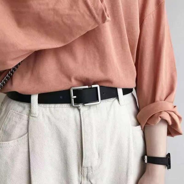 

belts 2021 pu leather belt for women square buckle pin jeans black chic fancy vintage strap female, Black;brown