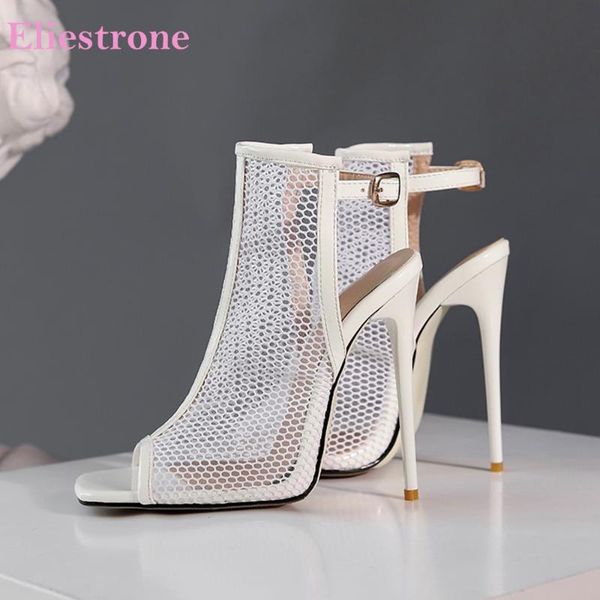 

sandals 2021 summer brand white black women breathable mesh super high heels lady party shoes plus big size  43 48