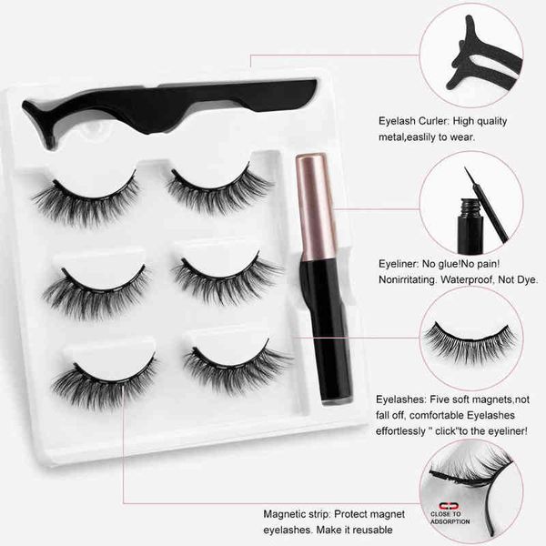 

fake eyelashes magnetic eyelashes 3d mink false makeup lashes eyeliner tweezers set natural short faux cils 220226