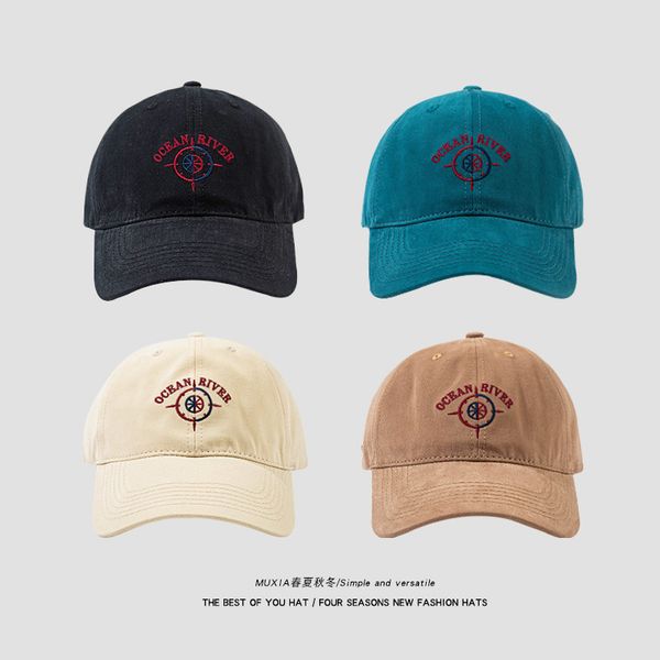 

white baseball cap women's spring summer sun shading embroidered cap, Blue;gray