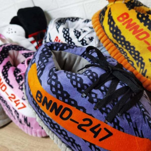 

pcs drop rainbow plush slippers teenager indoor bread back to the future shoes, Black