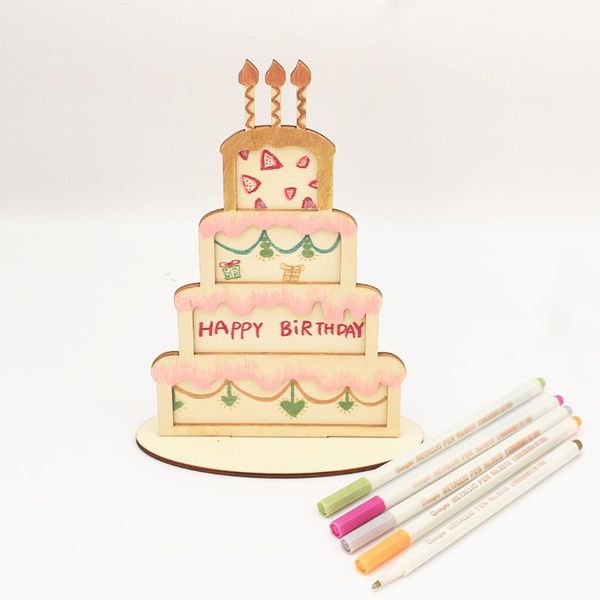 

greeting cards wooden happy birthday cake card for party