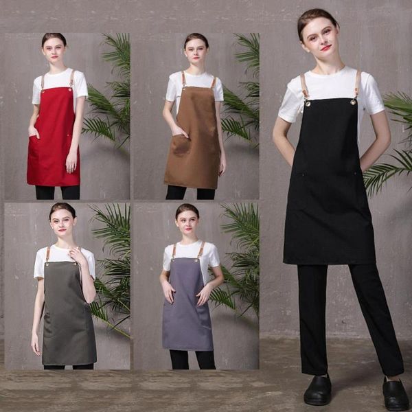 

solid color sleeveless kitchen adjustable apron cooking cleaning tools for women man restaurant aprons