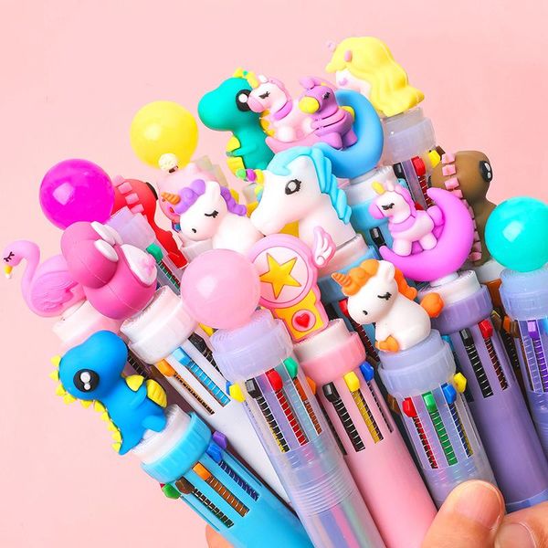 

colors cute cartoon ballpoint pen student press colour ball multifunction stationery gift for kids office supplies pens, Blue;orange