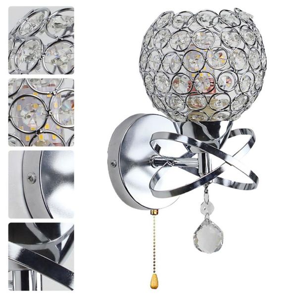 

wall lamp 1pc modern bedside decorative light bedroom with switch (silver)