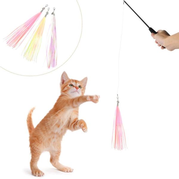 

cat toys 3pcs teaser wand replacement tassel for pet interactive