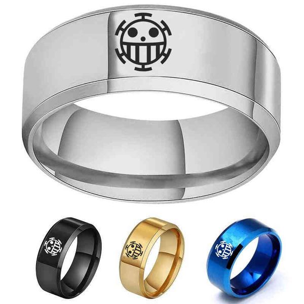 

bxzyrt 8mm black color anime one piece dora falga luo rings for women men stainless steel amime fans jewelry accessories, Silver