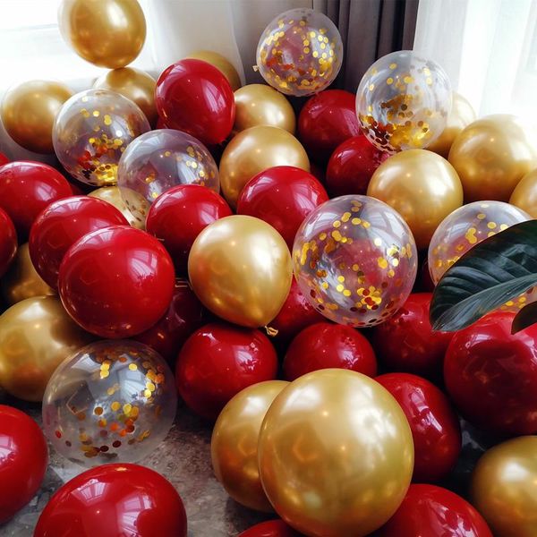 

party decoration christmas light luxury double set of balls 2.2g pomegranate red balloon gemstone 50 pcs/pack