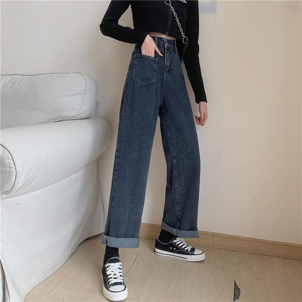 

women's jeans autumn and winter korean style high waist blue gray all-matching