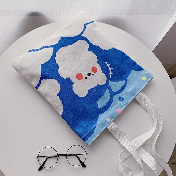 

evening bags canvas totes purses and handbags for women 2021 fashion girls female shoppers casual cute cartoon bear shoulder wallets