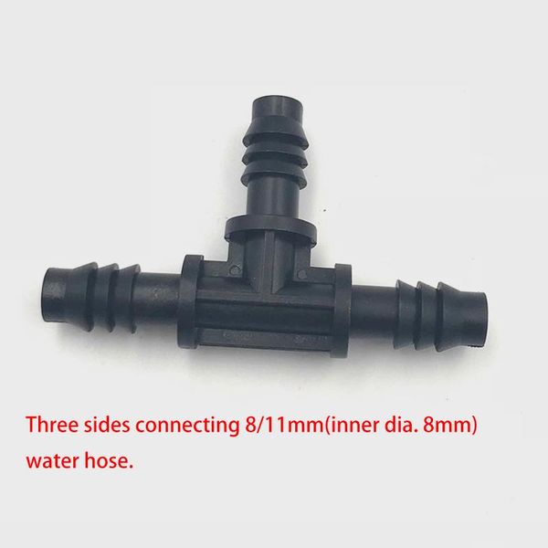 

watering equipments 10pcs 8/11mm three ways water connectors agricultural irrigation garden lawn hose connector drip system