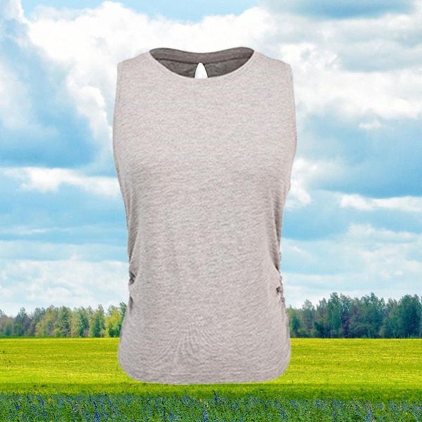 

women's quick-dry fitness sports vest open back yoga vest(grey, White;red
