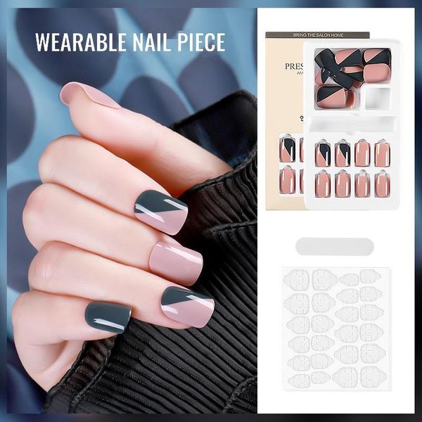 

false nails 4pcs/set matte nail patch detachable fashion diy decoration fake women manicure beauty tool accessories, Red;gold