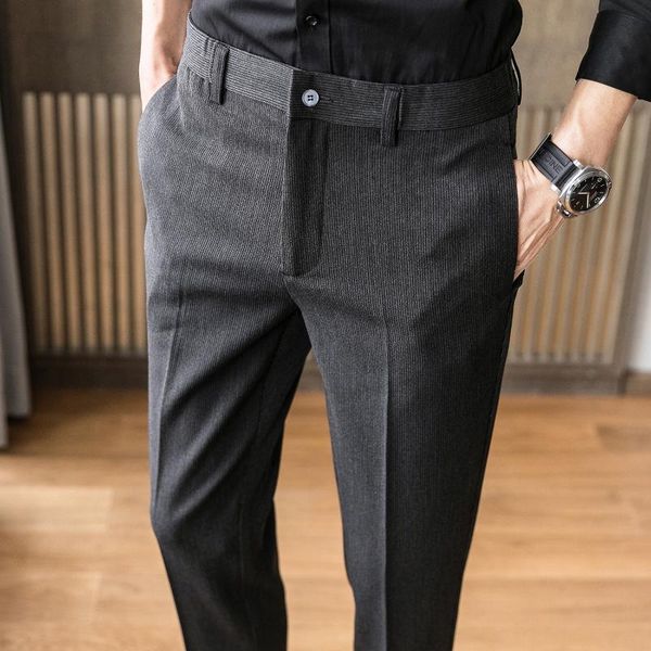 

high-quality men's slim-fit corduroy casual pants youth daily trousers small suit suits & blazers, White;black