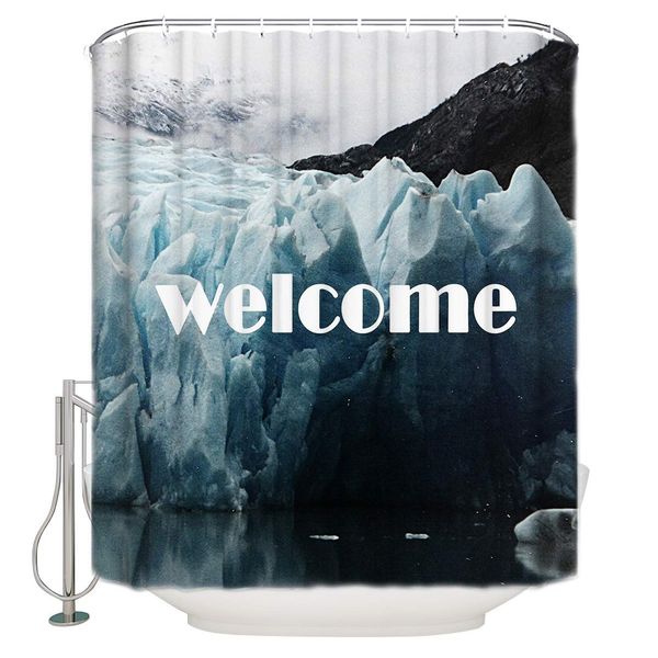 

fabric waterproof shower curtains for bathroom welcome iceberg scenery home decorations shower curtain sets with hooks 48"x72"