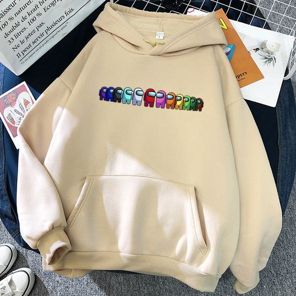 

autumn and winter new video game among us print hoodies women kawaii warm hoodie impostor graphic streetwear fashion sweatshirts, White