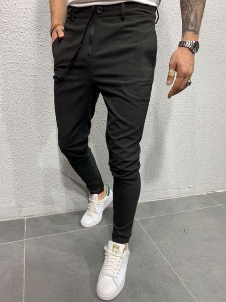 

new men's solid color jogging pants fashion casual leggings, Blue