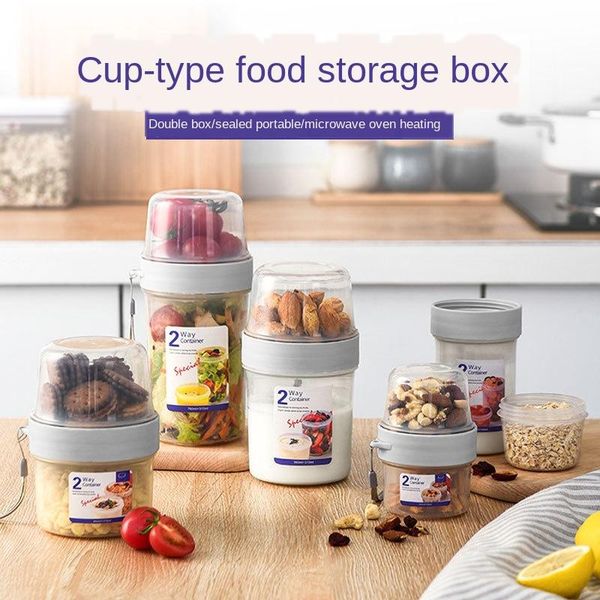 

storage bottles & jars double-layer food container portable cup style divider crisper plastic snack box sealed mini containers