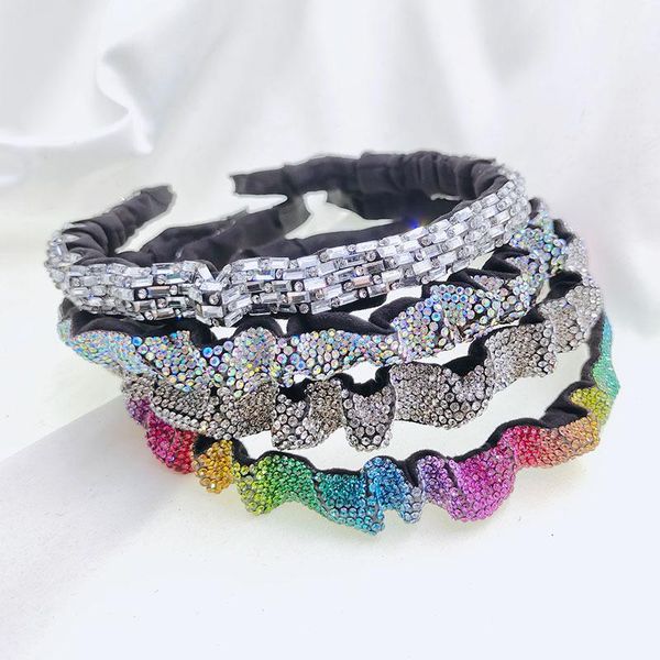 

hair accessories arrival pleated drill crystal hoop bling kids women band children, Slivery;white