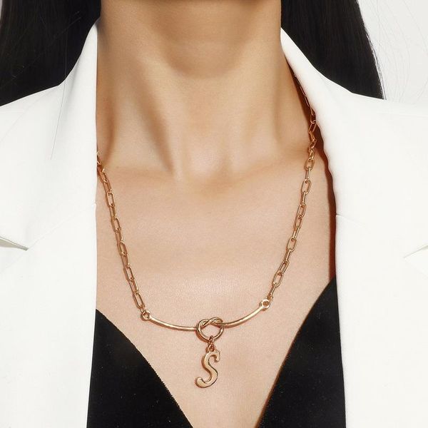 

pendant necklaces necklace women letter s woman chain charms girls jewelry gold color trendy zinc alloy european metal halskette, Silver