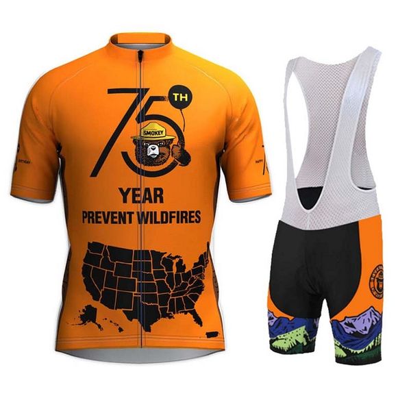 

1944 Retro Smokey Bear 75th Years Prevent Wildfires Cycling Jersey And Bib Shorts