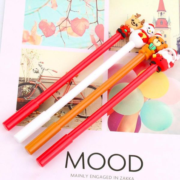 

gel pens 4pcs creative cartoon snowman elk bear christmas modeling neutral pen cute black signature student supplies