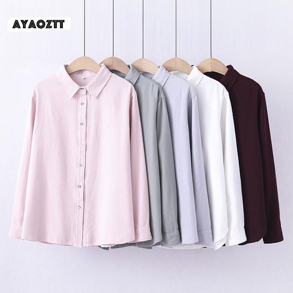 

women's blouses & shirts mulheres camisas de flanela e blusas 100% algodÃ£o senhora manga longa cor sÃ³lida escritÃ³rio trabalho branco r, White