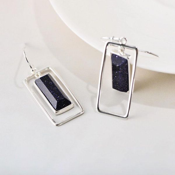 

hoop & huggie fashion simple geometric amethyst sand cut women's earrings meibapj925 sterling silver boutique jewelry, Golden;silver