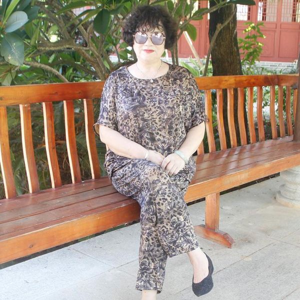 

two piece outfits for women elegant casual loose short sleeve summer leopard and pants vintage 2 set h115 women's, White