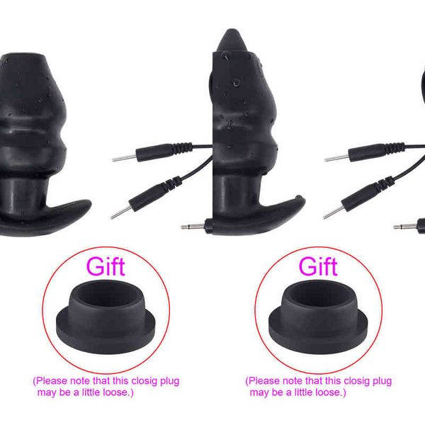 Nxy Giocattoli anali Hollow Plug Electro Penis Bdsm Toys Speculum Dilatatore Shock prostatico Giochi di sesso Elettroshock Big Buttplug Vibratore 1202