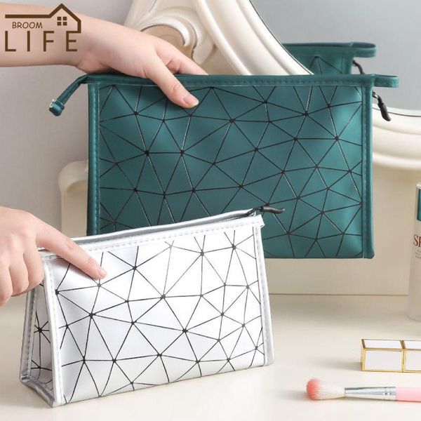 

storage baskets geometric wash bag hand zipper cosmetic makeup women travel cosmetics pouch toiletry organizer modern beauty case