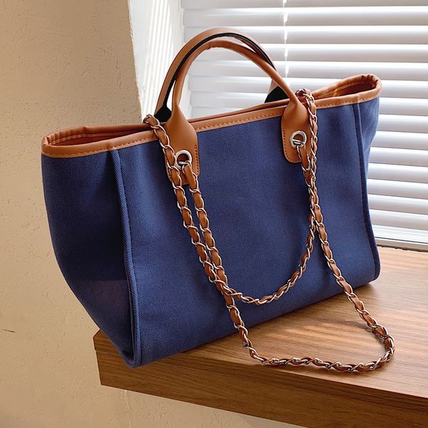 

luxury handbags simple casual hand 2021 new canvas fashion chain shoulder bag student high capacity tote bag female