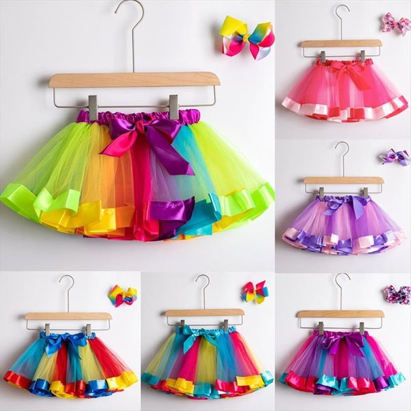 

baby girls rainbow tutu womens skirts kids ballet dance party pettiskirts summer 1 8 years children clothes toddler tulle mesh, Blue
