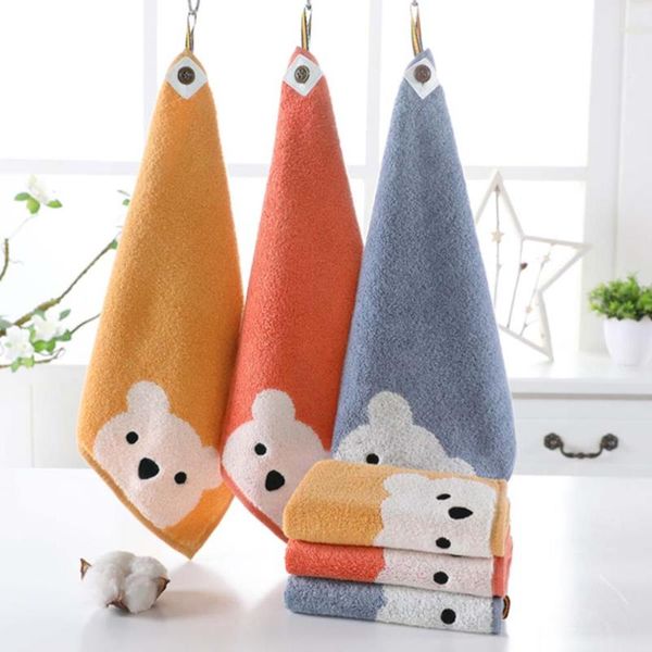 

towels & robes children baby face towel cute cartoon bear pattern hangable hand soft cotton kids bathroom products