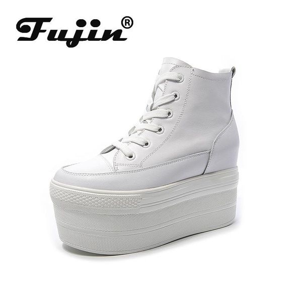 

boots fujin super high platform height increasing shoes woman sneakers breathable wedges vulcanize women casual, Black