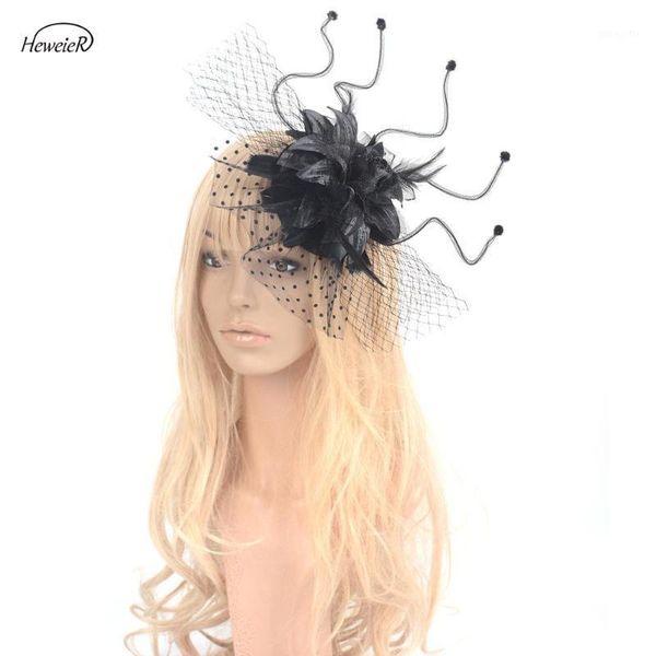 

women bridal fascinator lace flower feather wedding party pillbox hat cocktail ascot races headwear hairpin handmade accessories1