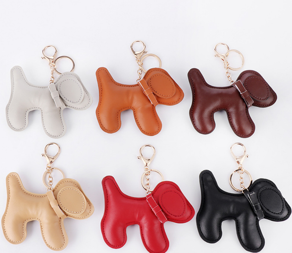 

ladies fashion personality creative cute animal leather pendant keychain cartoon dog animal keychain fashion mobile phone backpack pendant m, Slivery;golden
