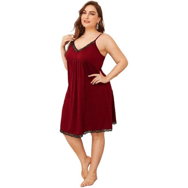 

women's sleepwear plus size lingerie nightwear ladies satin nightgown erotic see-through lace babydoll night dress homewear p1, Black;red