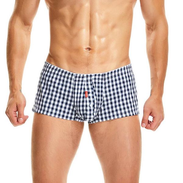 

underpants mens underwear sleep bottoms plaid boxer shorts cueca bugle pouch panties boxershorts calzoncillos hombre 2xl, Black;white