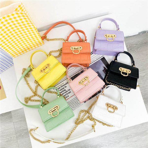 

kids handbags girls bags children accessories childrens handbag fashion chain mini one-shoulder messenger bag leather purse princess purses, Black