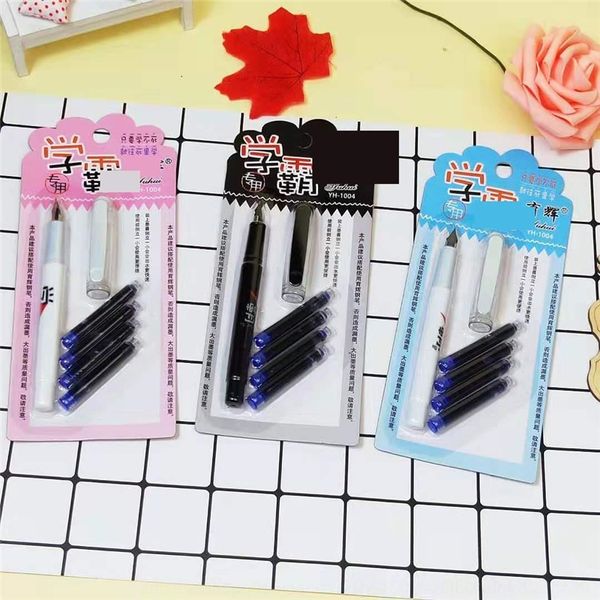 

7J2 student's and combination setcartoon fountain pens plastic upright positionreplaceable student's ink bag and calligraphy pen combinatio