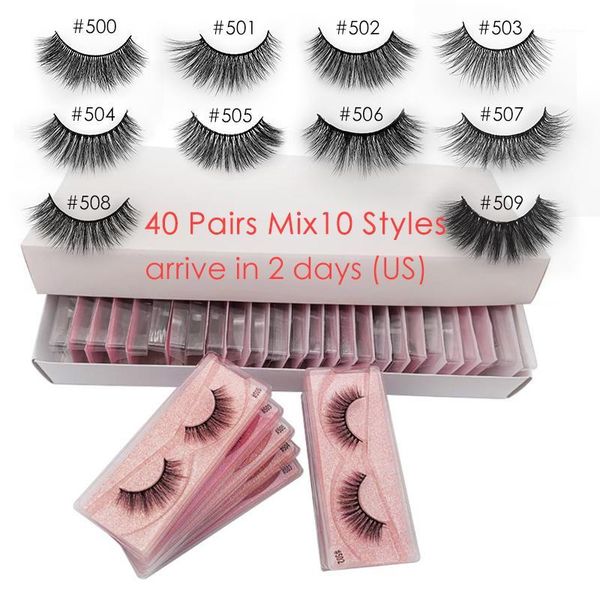

20/30/40 pairs mink eyelashes wholesale natural 3d lashes makeup wispy false extension in bulk cilios maquiagem1