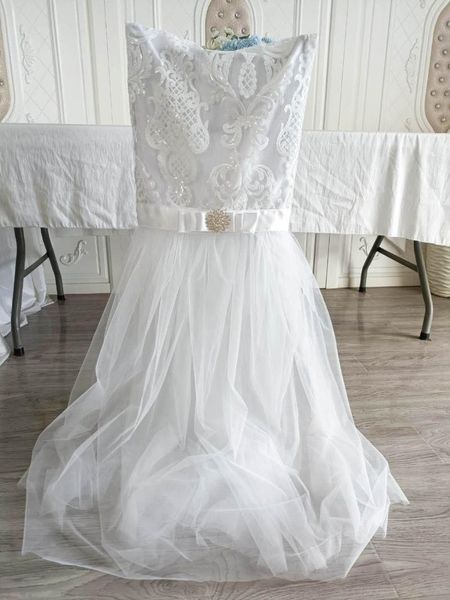 

chair covers ch019ss wholesale custom made fancy tutu white tulle lace cover with buckle
